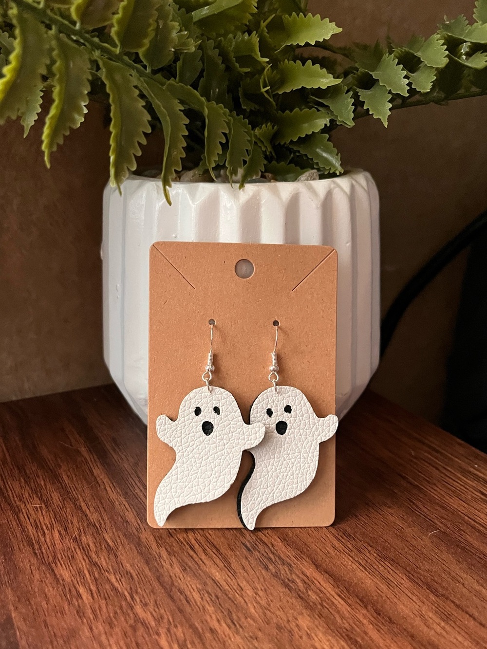 Leather ghost earrings